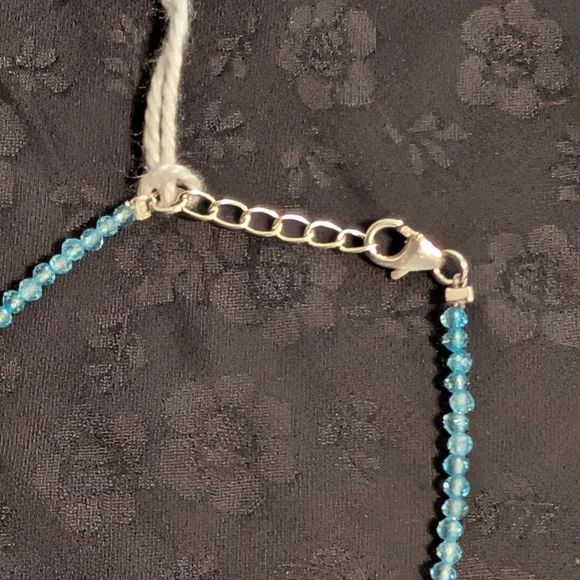 Delicate Genuine Sky Blue Topaz 2 mm Faceted Beaded Bracelet 925 Sterling Silver - Picture 10 of 13